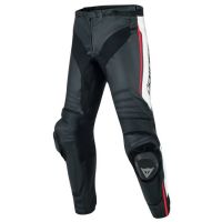 Dainese MISANO sportovní kožené kalhoty bílé/fluo-červené vel.46